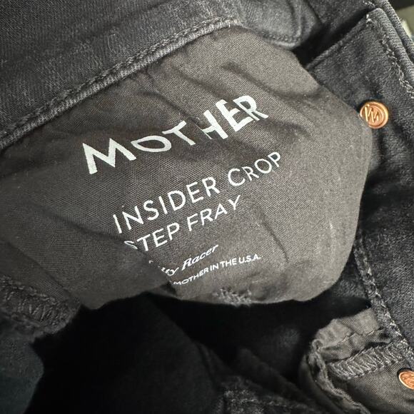 MOTHER Denim Insider Crop Step Fray Black Guilty Racer Jeans High Rise Sz 32 - Picture 13 of 16